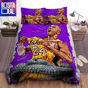 Kobe Bryant Black Mamba Tribute In Purple Background Bedding Set